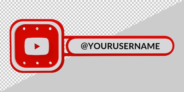 Representación 3d del icono de youtube en el tercio inferior