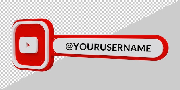 Representación 3d del icono de youtube en el tercio inferior