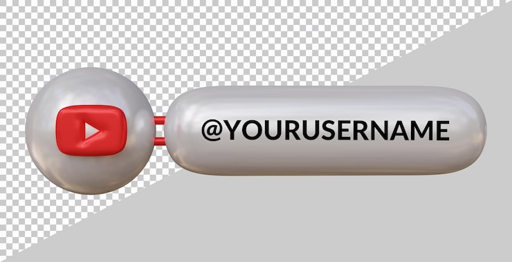 PSD representación 3d del icono de youtube en el tercio inferior