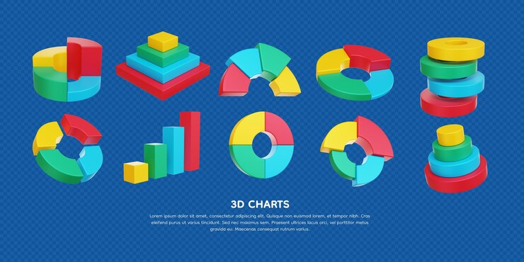 PSD representación 3d de iconos de gráfico aislado 3d