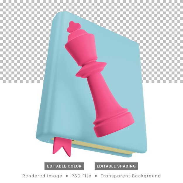 Representación 3d, los íconos de pasatiempos incluyen libros y piezas de ajedrez.
