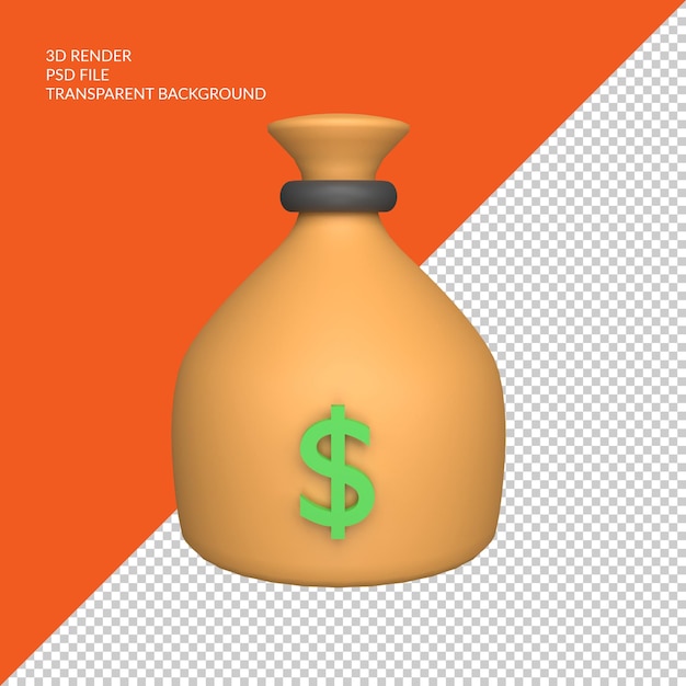 Representación 3d de la ilustración de la bolsa de dinero