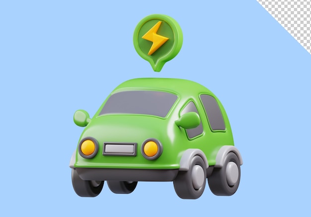 PSD representación 3d de la ilustración del coche eléctrico