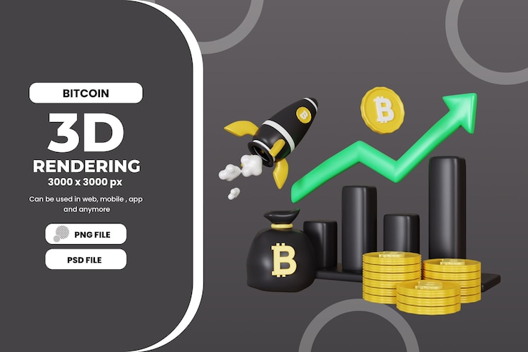 PSD representación 3d ilustración de gráfico de bitcoin premium psd