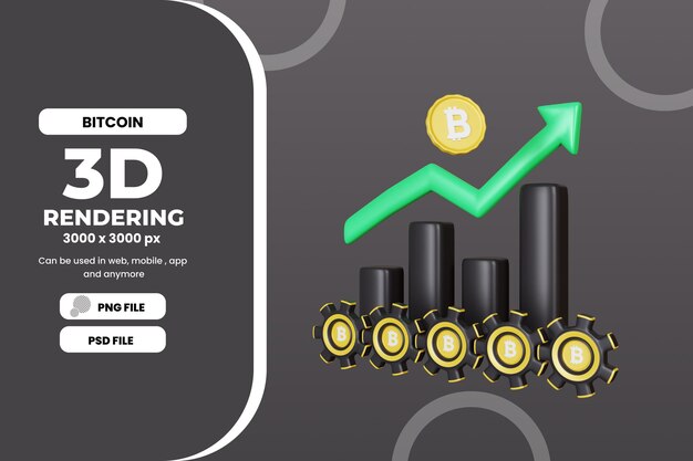 Representación 3d ilustración de gráfico de bitcoin premium psd