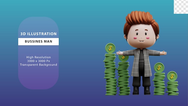 representación 3d de la ilustración del hombre de negocios