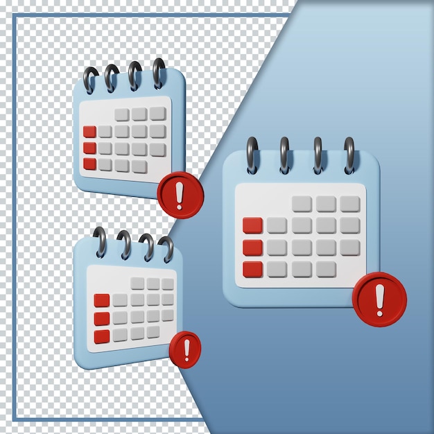 Representación 3D de la ilustración del icono de calendario