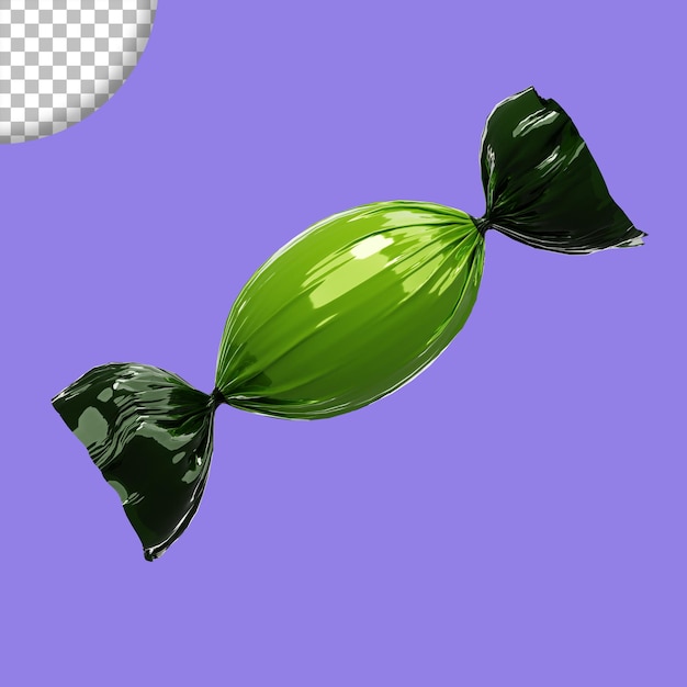 Representación 3D de la ilustración del icono de caramelo de halloween aislado sobre fondo púrpura
