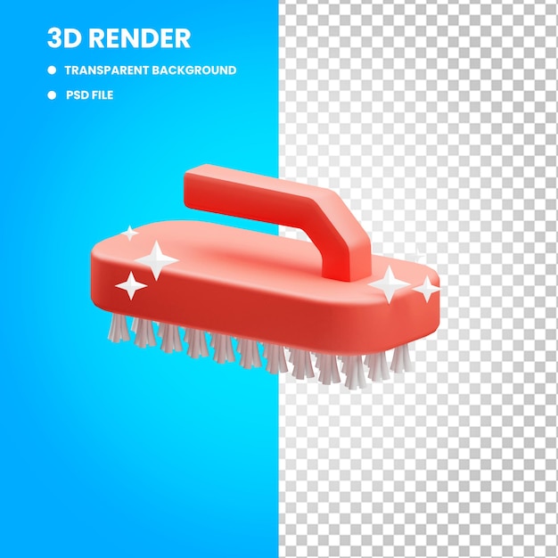 PSD representación 3d de la ilustración del icono del cepillo de lavado