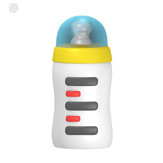 PSD representación 3d de la ilustración del icono favorito de los niños y los bebés punto del chupete de leche