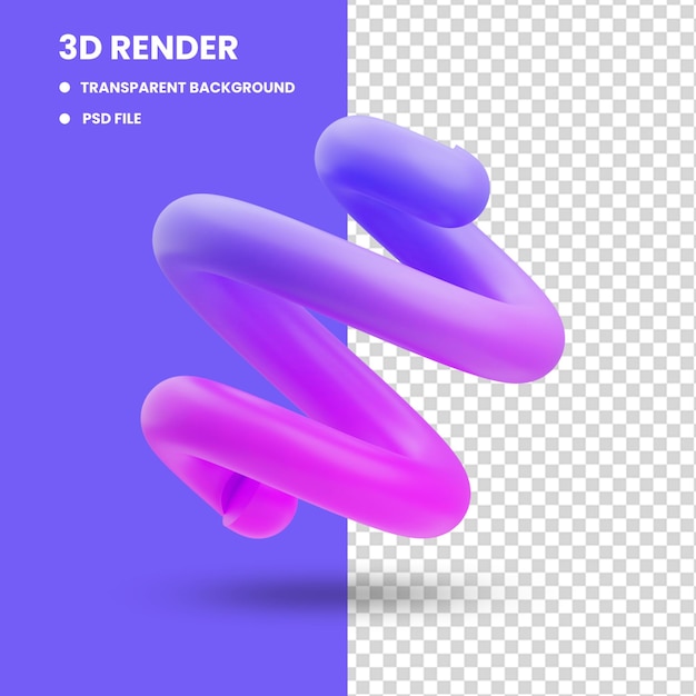 PSD representación 3d de la ilustración del icono de la forma del círculo curvo que se encoge hacia arriba en color degradado