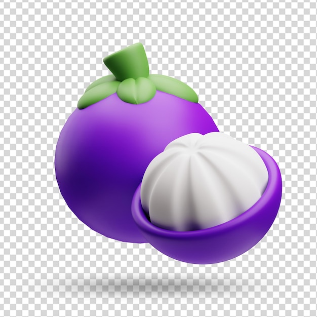 Representación 3d de la ilustración del icono de la fruta del mangostán