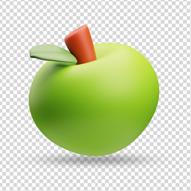 Representación 3d de la ilustración del icono de la fruta de manzana