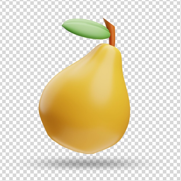 PSD representación 3d de la ilustración del icono de la fruta de pera