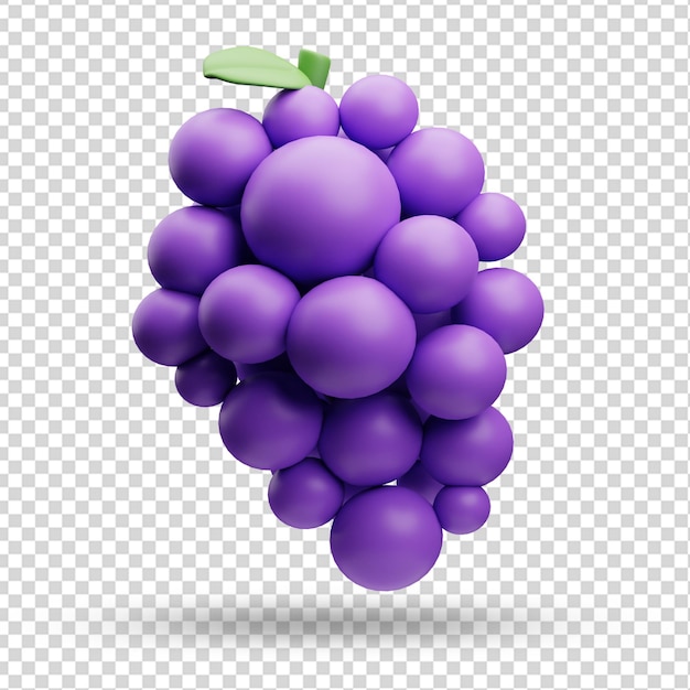 Representación 3d de ilustración de icono de fruta de uva