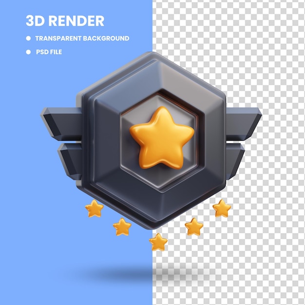 Representación 3d de la ilustración del icono del juego de la insignia mvp para el ganador
