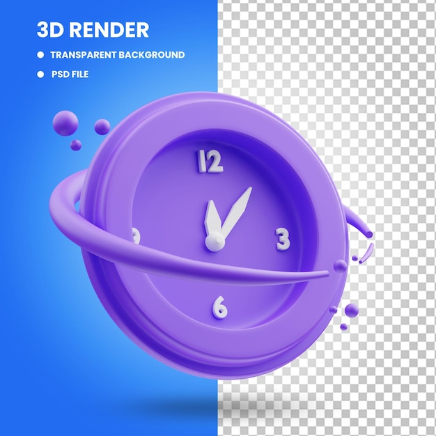 Representación 3d de la ilustración del icono del reloj