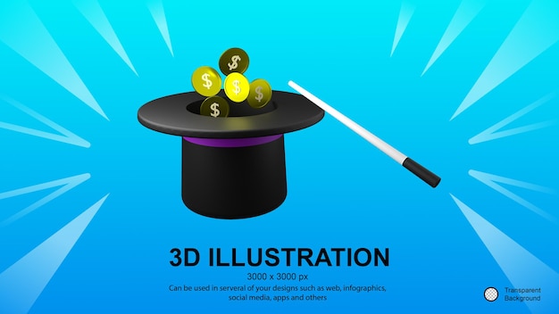 Representación 3d de la ilustración mágica