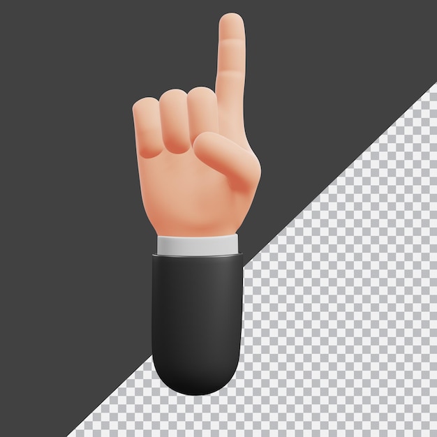 Representación 3D de la ilustración de la mano que muestra un dedo transparente