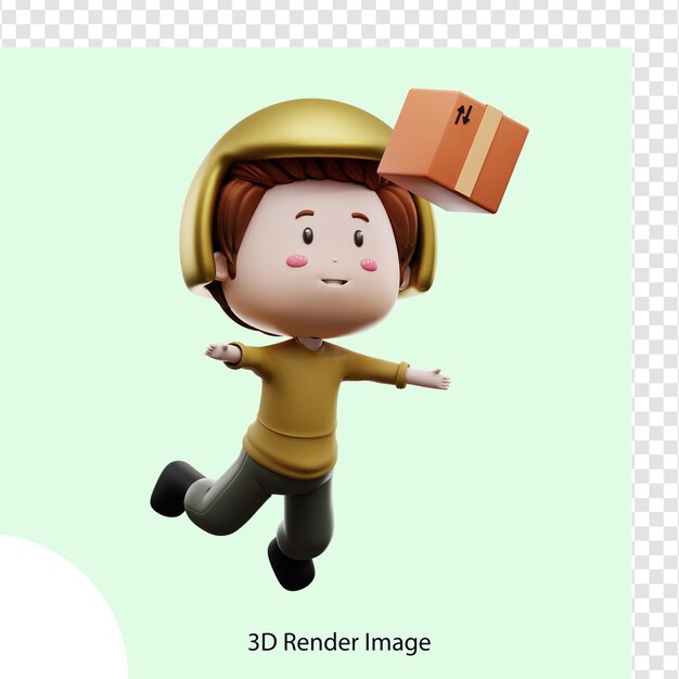 Representación 3d de la ilustración de mensajería de entrega de paquetes