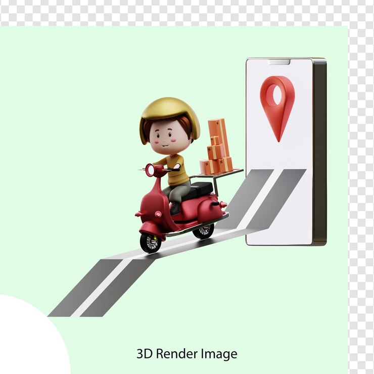 PSD representación 3d de la ilustración de mensajería de entrega de paquetes