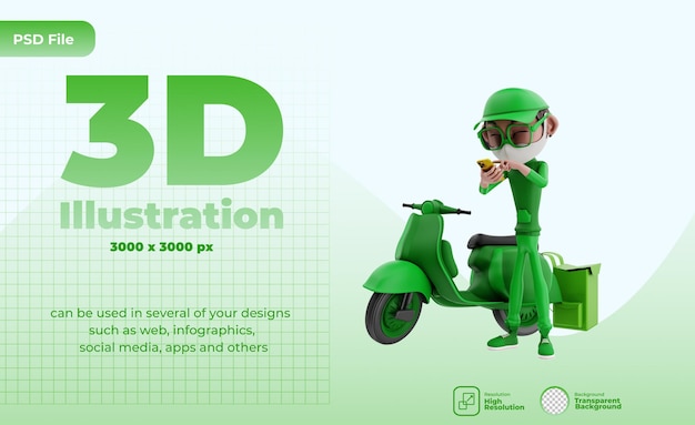 PSD representación 3d de la ilustración de mensajería