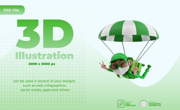 PSD representación 3d de la ilustración de mensajería