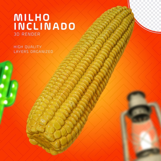 PSD representación 3d inclinada de maíz realista