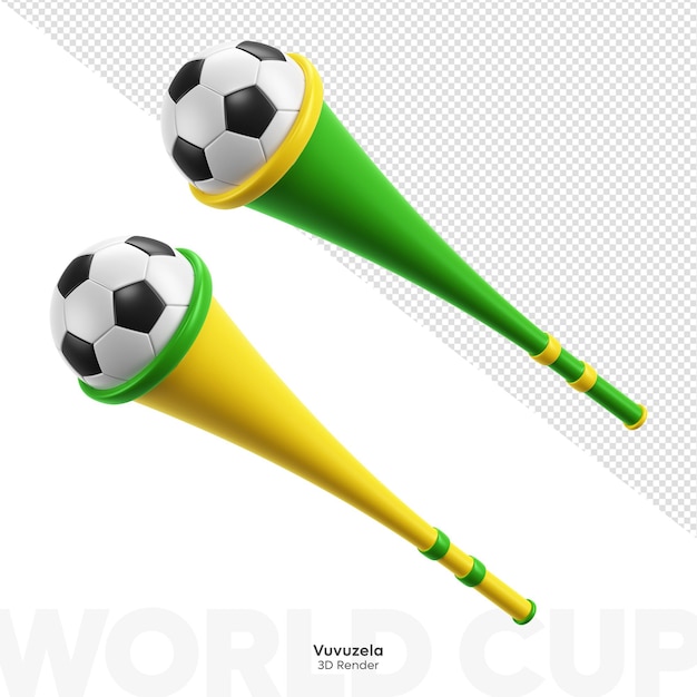 Representación 3D del instrumento de trompeta de fútbol brasileño Vuvuzela