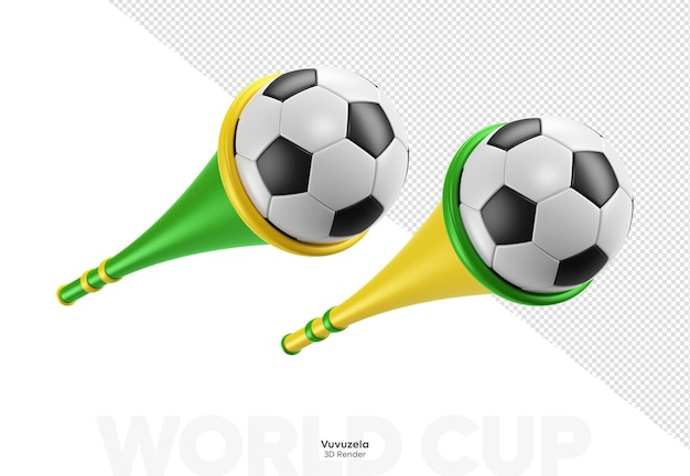 Representación 3D del instrumento de trompeta de fútbol brasileño Vuvuzela