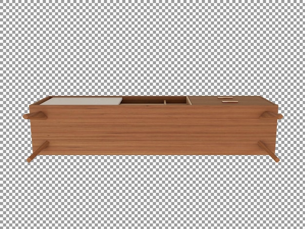 Representación 3D del interior del escritorio de la sala de estar de madera aislado
