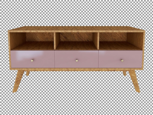 Representación 3D del interior del escritorio de la sala de estar de madera aislado