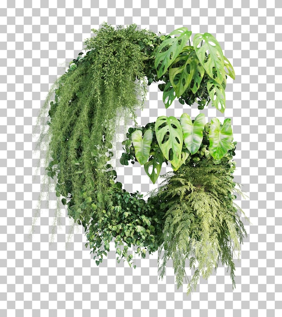 Representación 3D del jardín vertical alfabeto G