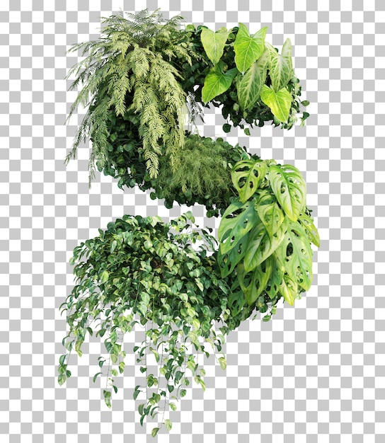 Representación 3D del jardín vertical alfabeto S