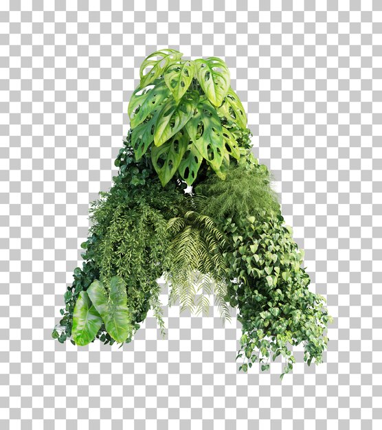 Representación 3D del jardín vertical alfabeto A