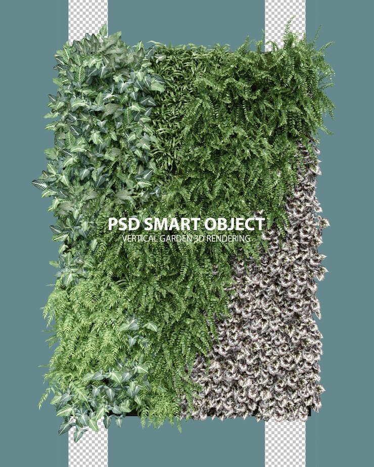 PSD representación 3d de jardín vertical realista de objetos aislados