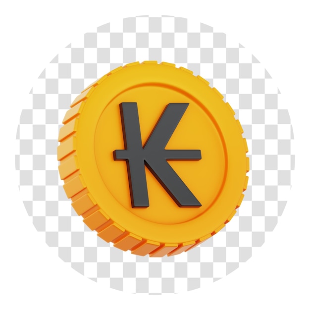 Representación 3D Kip Laos Moneda Moneda Icono 3D Fondo transparente