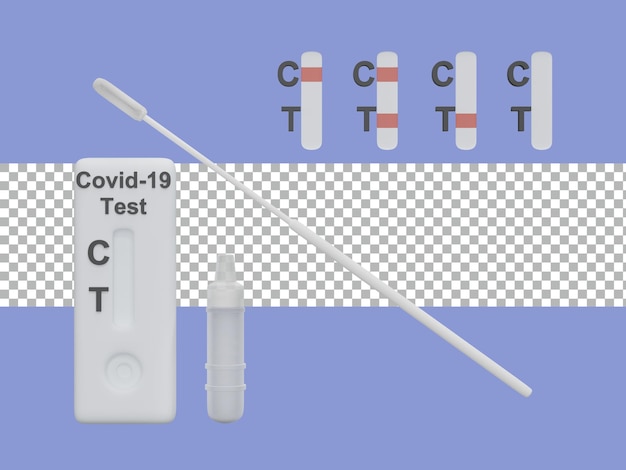 Representación 3d Kit de prueba de antígeno ATK transparente premium psd