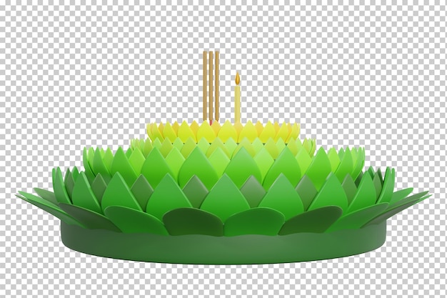 PSD representación 3d krathong flor flotante loy krathong festival