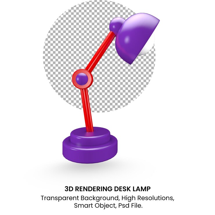 Representación 3D Lámpara de escritorio realista sobre fondo transparente