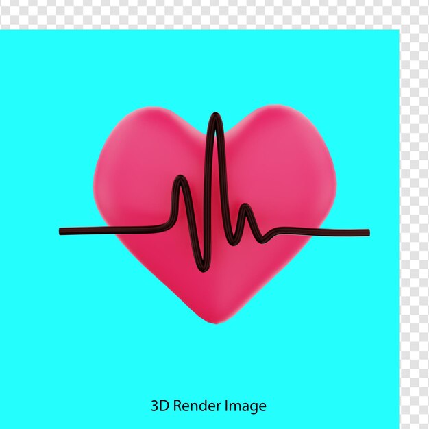 PSD representación 3d de los latidos del corazón rojo médico