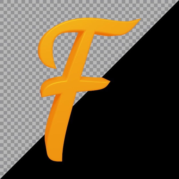 Representación 3D de la letra del alfabeto f