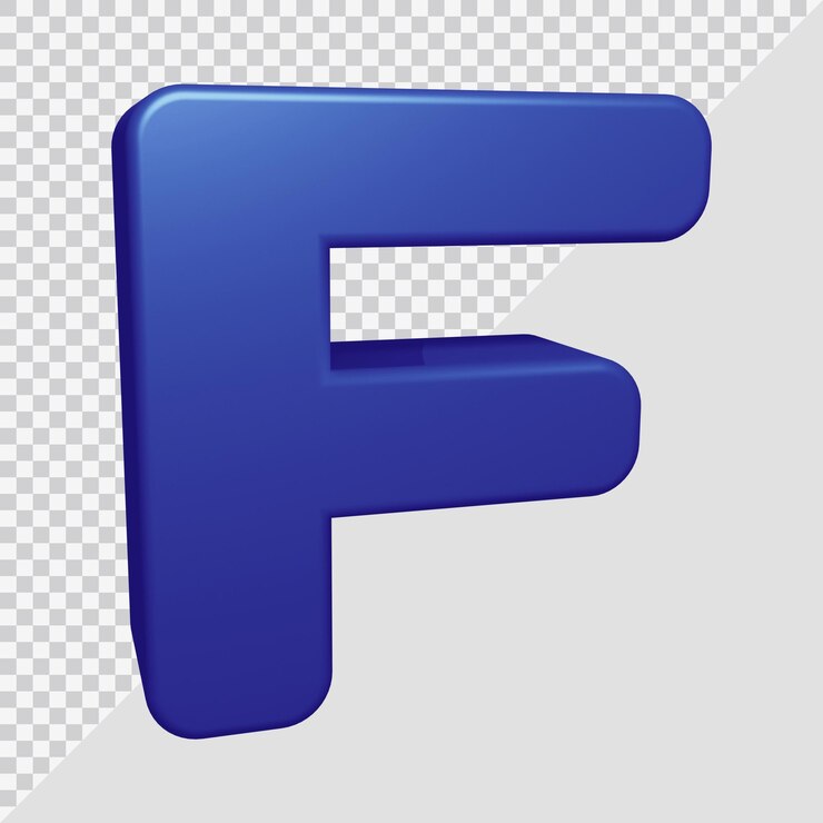PSD representación 3d de la letra del alfabeto f