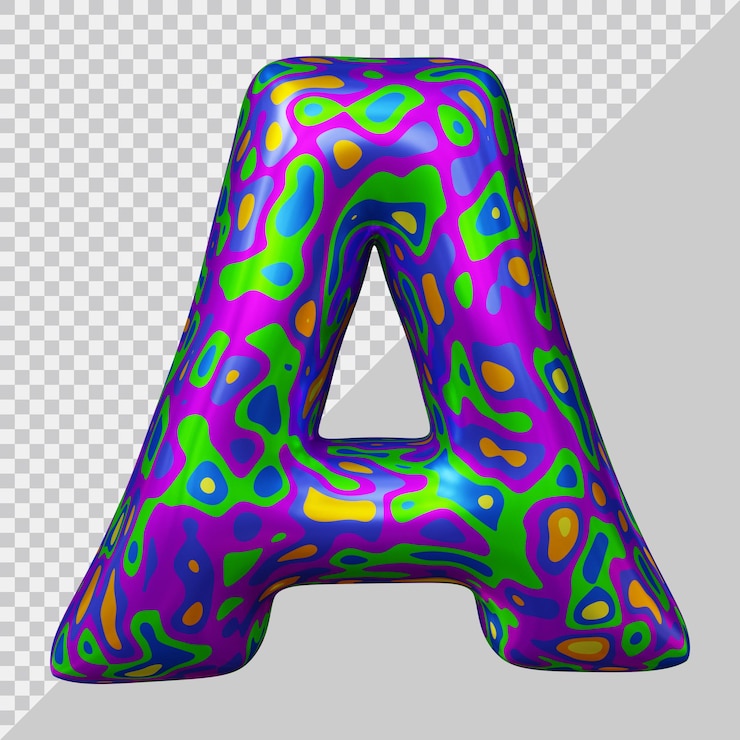 PSD representación 3d de la letra del alfabeto un globo