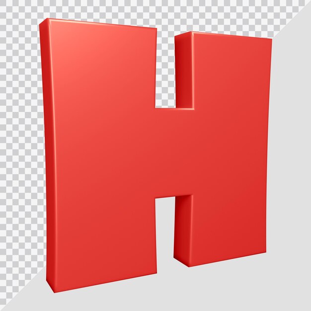 Representación 3D de la letra del alfabeto h