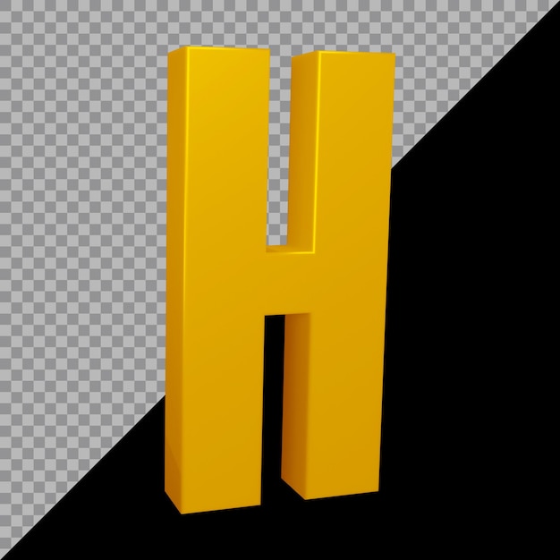 Representación 3D de la letra del alfabeto h