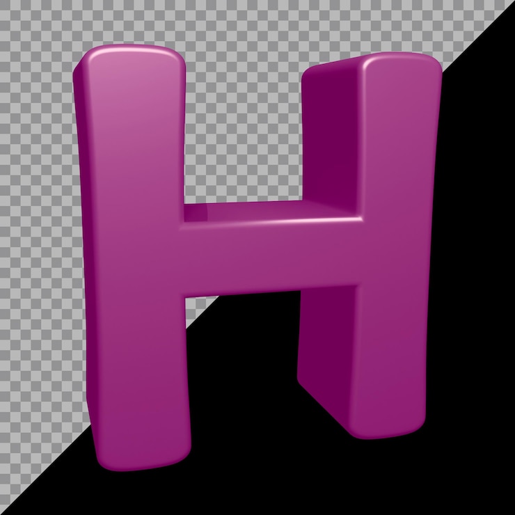 PSD representación 3d de la letra del alfabeto h