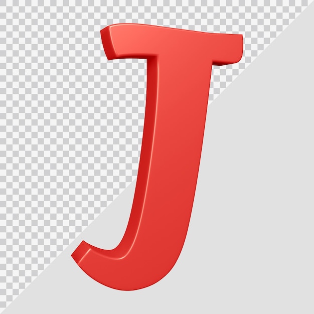 Representación 3D de la letra del alfabeto j