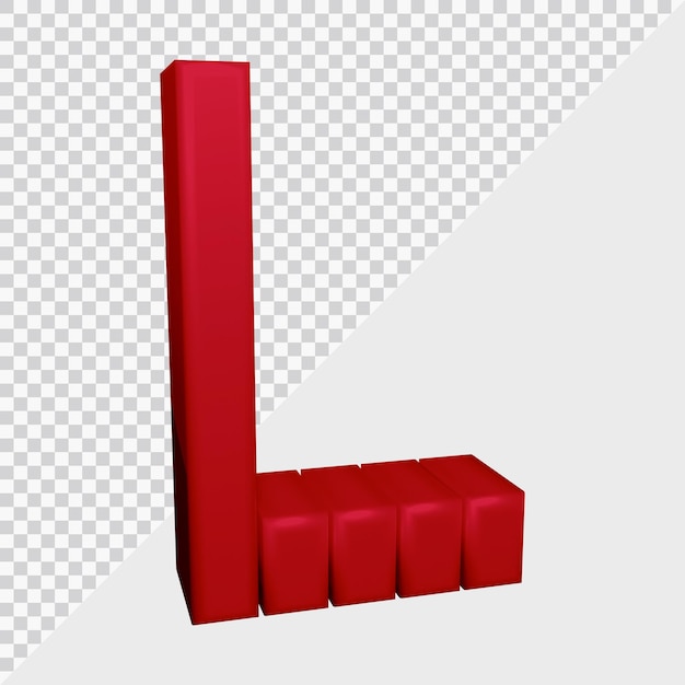PSD representación 3d de la letra del alfabeto l