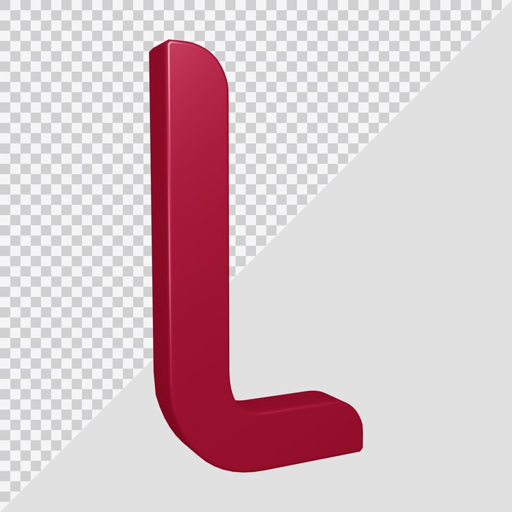 PSD representación 3d de la letra del alfabeto l